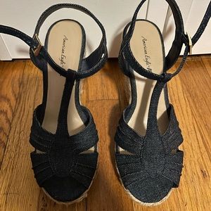 American Eagle Denim Wedge Sandal